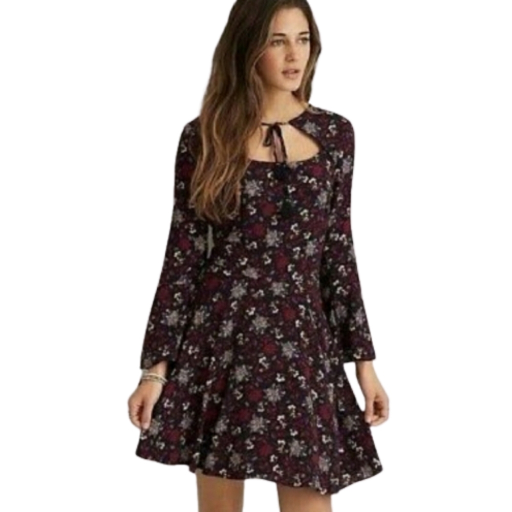 American Eagle Boho Floral Tassel Tie Dress - Picture 1 of 9